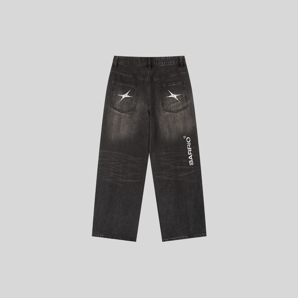 Black Vintage Wash Denim Jeans | Chaotic Dreams