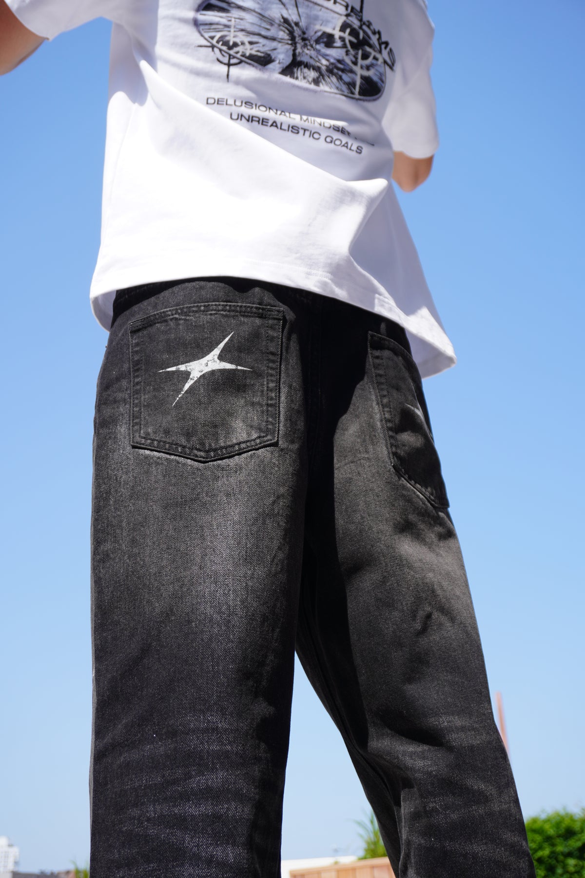 Black Vintage Wash Denim Jeans | Chaotic Dreams