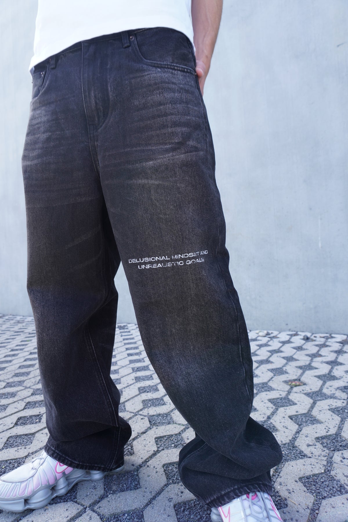Black Vintage Wash Denim Jeans | Chaotic Dreams